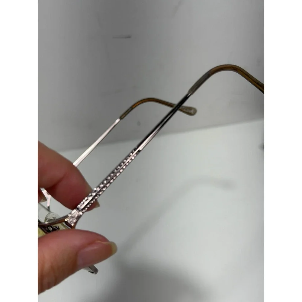 Vintage Oversized Aviator Eyeglasses Frames Silver Tone Double Bridge‎ with Case